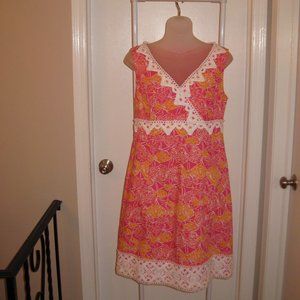 LILLY PULITZER JUBILEE PINK ORANGE FISH PRINT SLEEVELESS DRESS